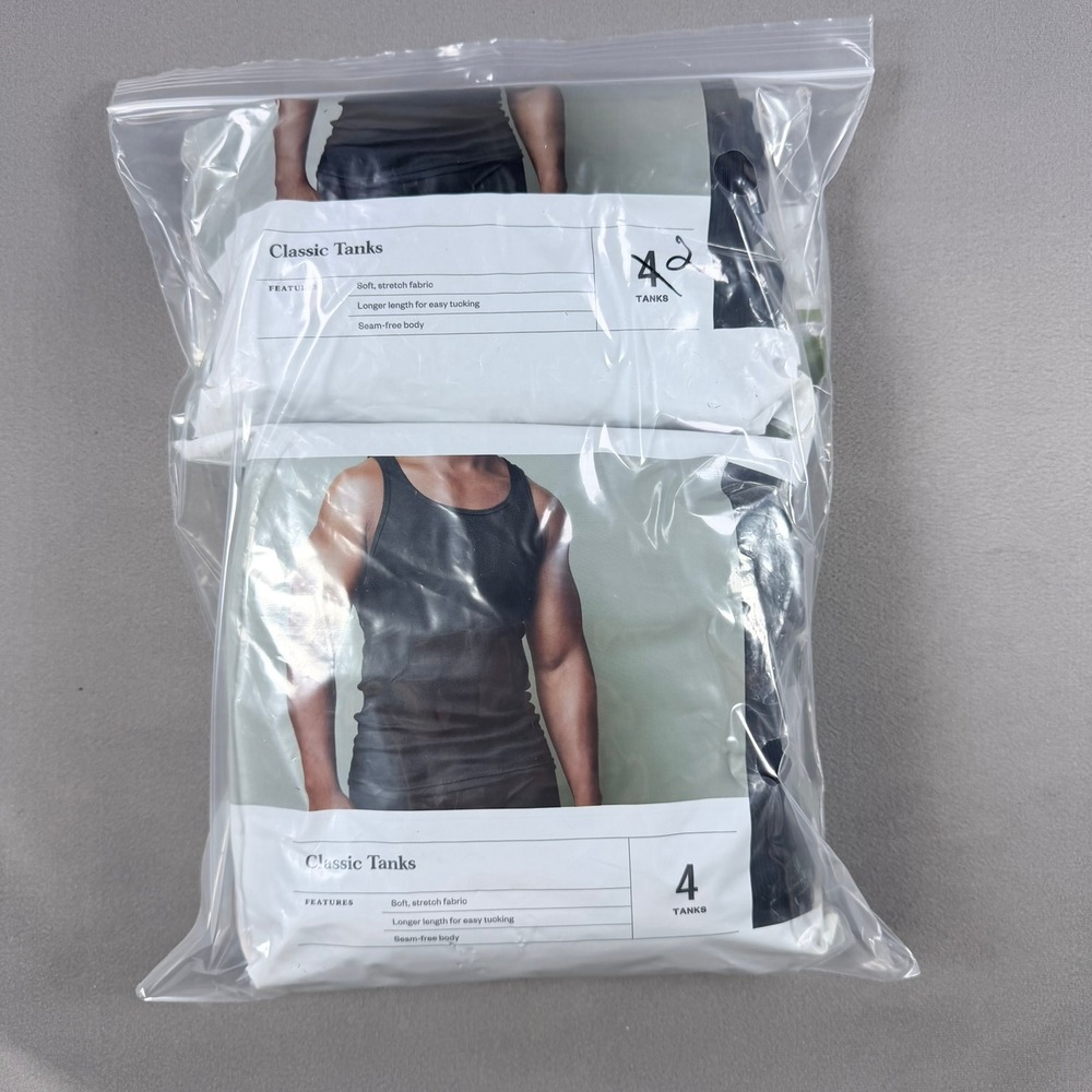 Goodfellow & Co Mens M Black Cotton Classic 6 Tank Top Undershirt 6 Pack Bundle - Picture 6 of 7